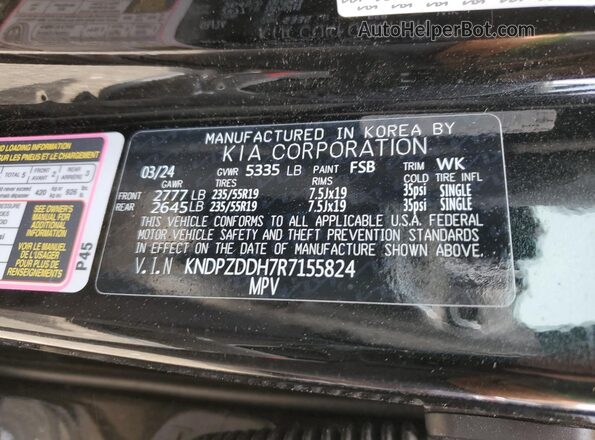 KNDPZDDH7R7155824 2024 KIA SPORTAGE Black VIN կոդի պիտակի տեսք