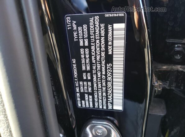 WP1AA2A53RLB09375 2024 PORSCHE MACAN Black VIN կոդի պիտակի տեսք