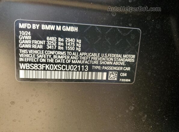 WBS83FK0XSCU02113 2025 BMW M5 Gray Vista del compartimento del motor