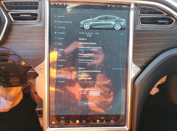 5YJSA1E1XGF129033 2016 TESLA MODEL Gray Вид щитка приладів
