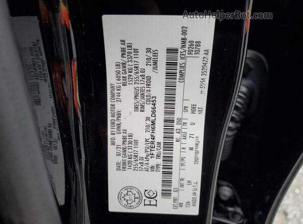 1FTER4FH6MLD66453 2021 FORD RANG Black Vista de la etiqueta del VIN
