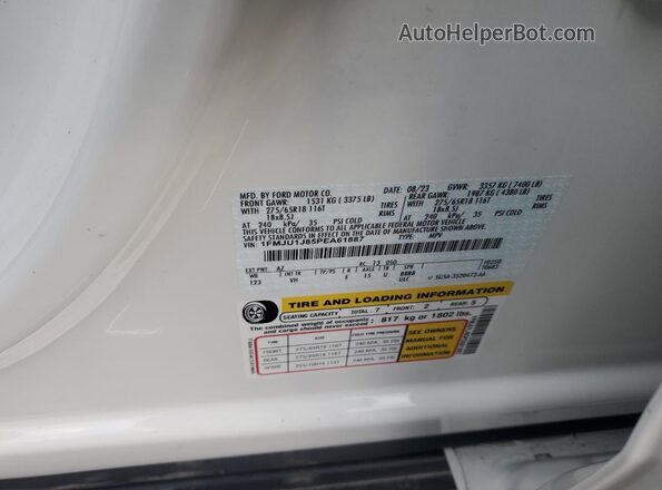 1FMJU1J85PEA61887 2023 FORD EXPEDITION White VIN sticker view