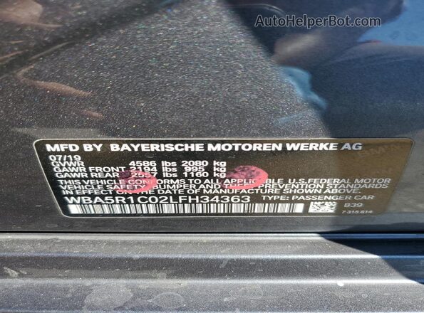 WBA5R1C02LFH34363 2020 BMW 7 SERIES Gray Engine compartment view