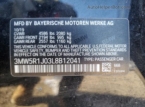 3MW5R1J03L8B12041 2020 BMW 7 SERIES Black 