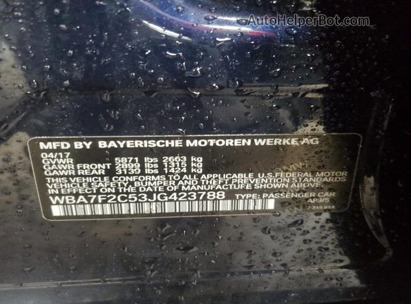 WBA7F2C53JG423788 2018 BMW 7 SERIES Blue 