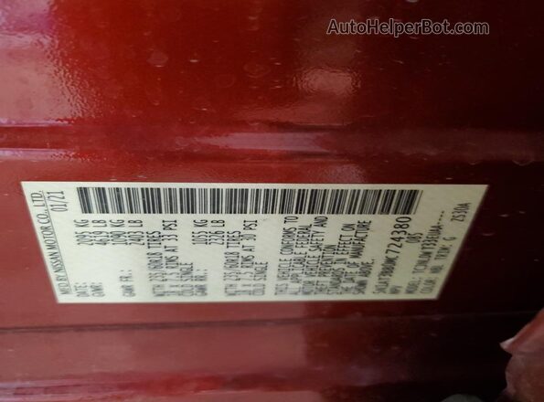 5N1AT3BB0MC724380 2021 NISSAN ROGUE Red VIN կոդի պիտակի տեսք