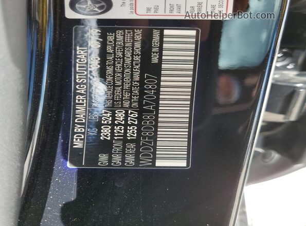 WDDZF8DB8LA704807 2020 MERCEDES-BENZ E Black VIN sticker view