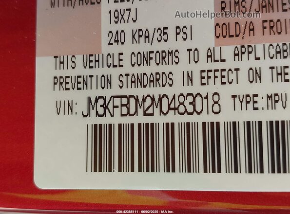 JM3KFBDM2M0483018 2021 MAZDA CX-5 Red ძრავის განყოფილების ხედი