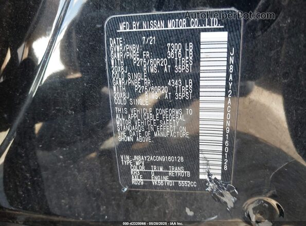 JN8AY2AC0N9160128 2022 NISSAN ARMADA Black Engine compartment view