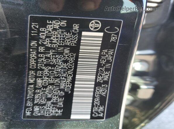 JTDEPMAEXNJ209802 2022 TOYOTA LL Черный Вид наклейки с VIN-кодом