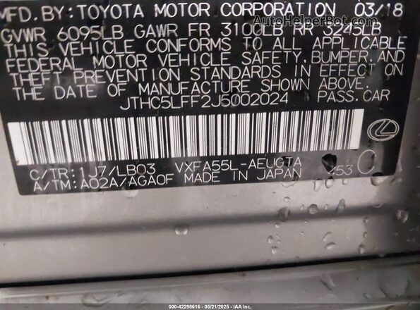 JTHC5LFF2J5002024 2018 LEXUS LS Silver Vista del compartimento del motor