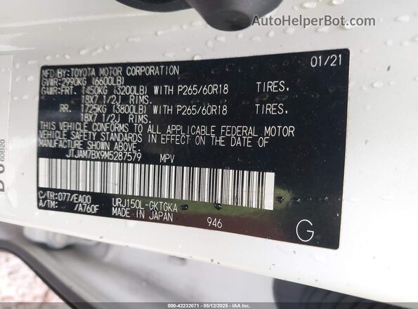JTJAM7BX9M5287579 2021 LEXUS GX White Widok komory silnika