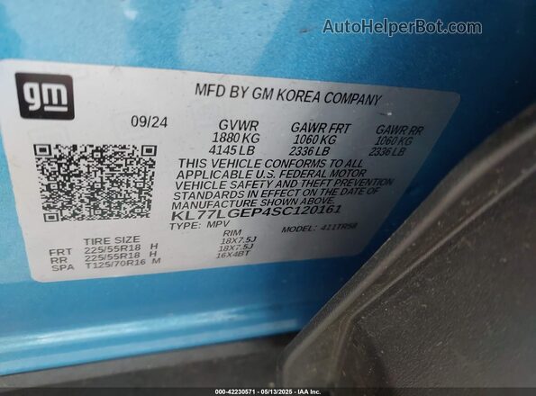 KL77LGEP4SC120161 2025 CHEVROLET TRAX Blue 