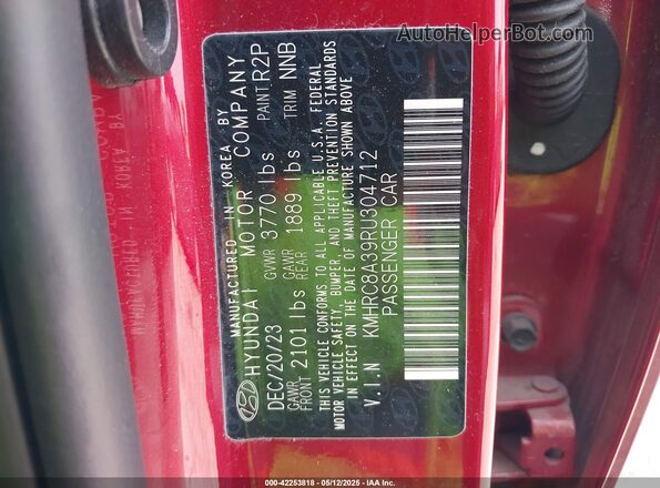 KMHRC8A39RU304712 2024 HYUNDAI VENUE Red Вид підкапотного простору