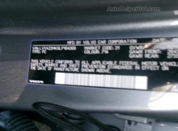 LVYA22MK6LP164069 2020 VOLVO S90  Вид салона спереди