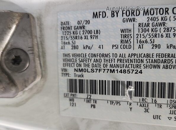 NM0LS7F77M1485724 2021 FORD TRANSIT CONNECT  