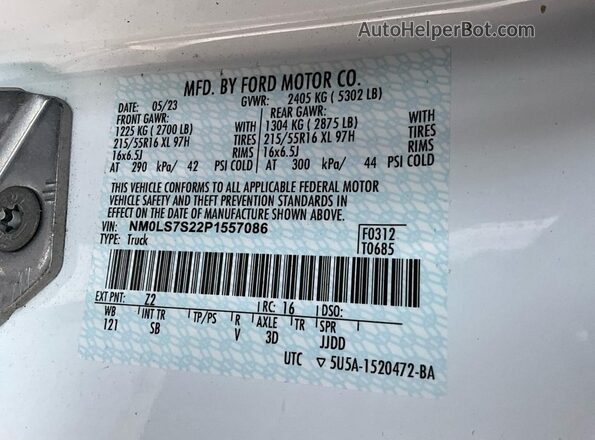 NM0LS7S22P1557086 2023 FORD TRANSIT CONNECT  Tył prawy