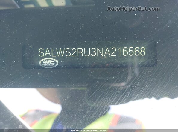 SALWS2RU3NA216568 2022 LAND ROVER RANGE ROVER SPORT White Widok komory silnika