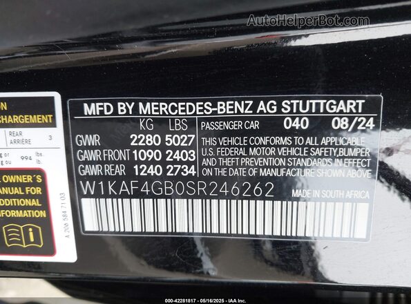 W1KAF4GB0SR246262 2025 MERCEDES-BENZ C Black 
