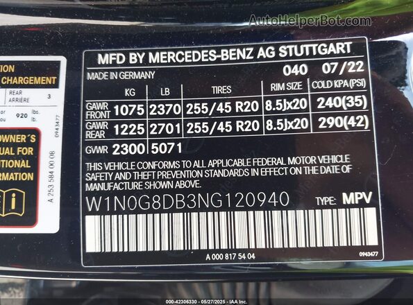 W1N0G8DB3NG120940 2022 MERCEDES-BENZ GLC 300 Black 