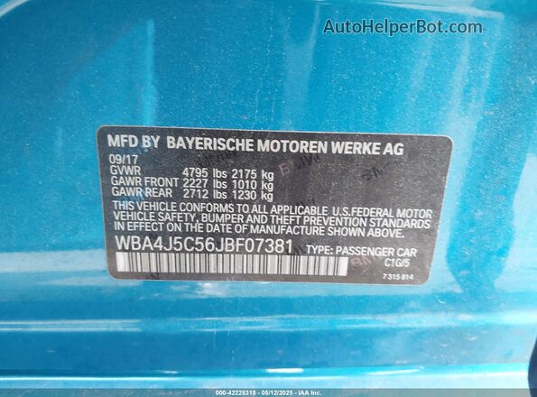 WBA4J5C56JBF07381 2018 BMW 4 SERIES Blue Շարժիչի բաժամունքի տեսք