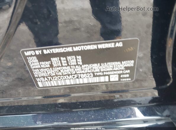 WBA7U2C0XMCF78623 2021 BMW 7 SERIES Black ძრავის განყოფილების ხედი