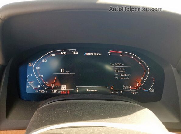 WBAGV8C06NCH98097 2022 BMW M8 Blue Вид щитка приладів