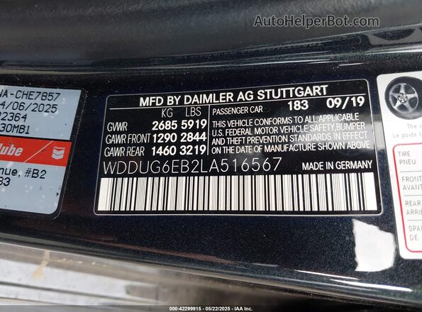 WDDUG6EB2LA516567 2020 MERCEDES-BENZ S-CLASS Gray Вид підкапотного простору