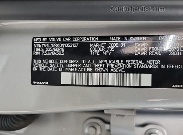 YV4L12RK0N1053127 2022 VOLVO XC60  Vista tres cuartos delantera izquierda