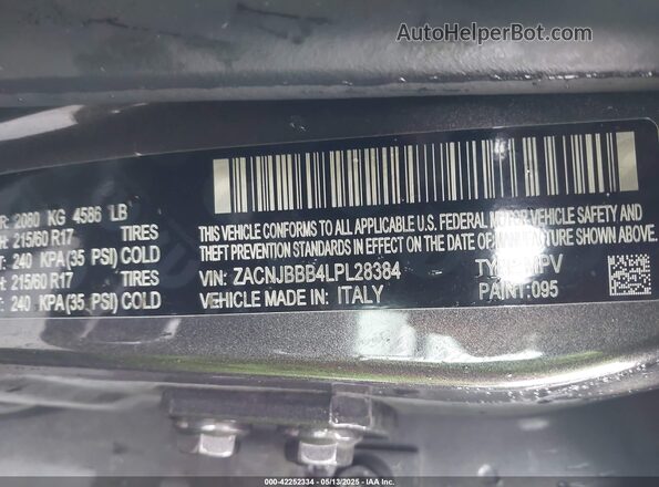 ZACNJBBB4LPL28384 2020 JEEP RENEGADE Gray Engine compartment view