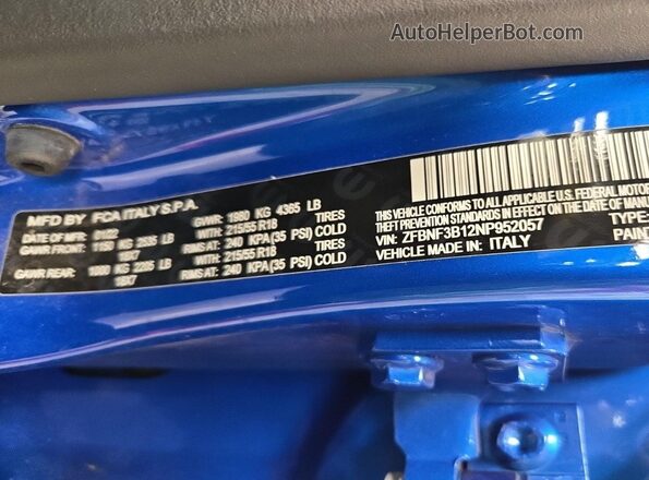 ZFBNF3B12NP952057 2022 FIAT 500X  