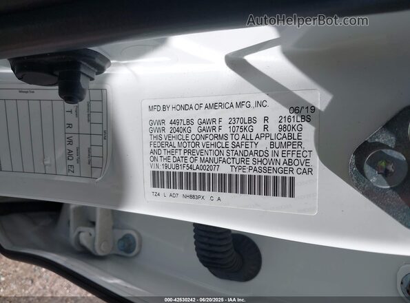 19UUB1F54LA002077 2020 ACURA TLX White 