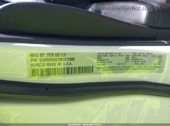 1C4RDHDG7MC572866 2021 DODGE DURANGO White 