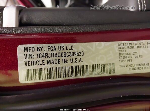 1C4RJHBG0SC309630 2025 JEEP GRAND CHEROKEE Red Vista del compartimento del motor