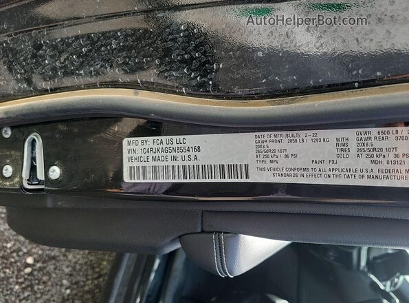 1C4RJKAG5N8554168 2022 JEEP GRAND CHEROKEE  Շարժիչի բաժամունքի տեսք