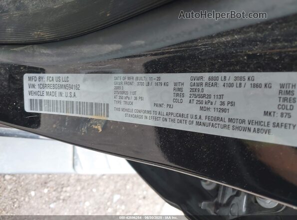 1C6RREBG6MN594162 2021 RAM 1500 Черный Вид подкапотного пространства