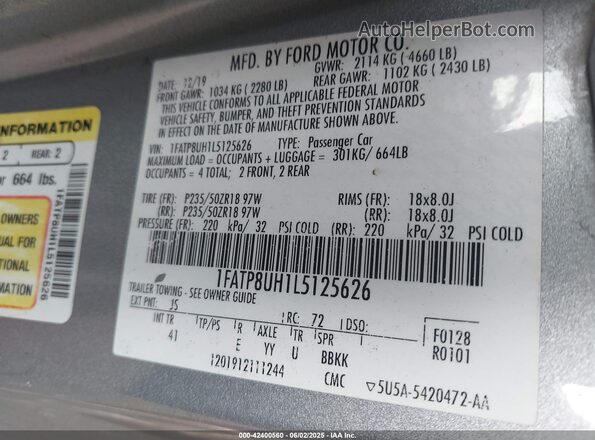 1FATP8UH1L5125626 2020 FORD MUSTANG Silver Շարժիչի բաժամունքի տեսք