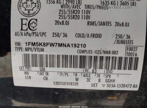 1FM5K8FW7MNA19210 2021 FORD FORD EXPLORER Black 