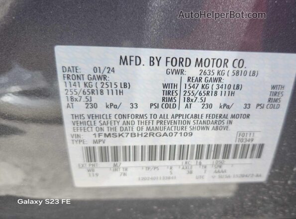 1FMSK7BH2RGA07109 2024 FORD FORD EXPLORER  