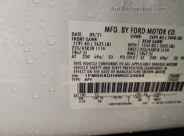 1FMSK8DH9MGC24684 2021 FORD FORD EXPLORER  