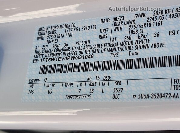 1FT6W1EV0PWG31048 2023 FORD F150  