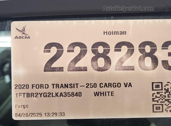 1FTBR2YG2LKA35840 2020 FORD TRANSIT-250  