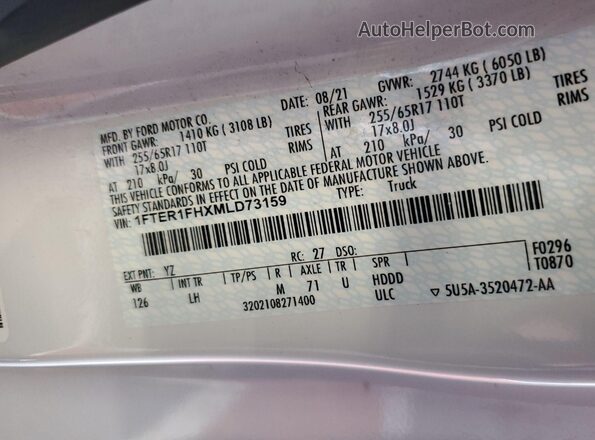 1FTER1FHXMLD73159 2021 FORD RANG  