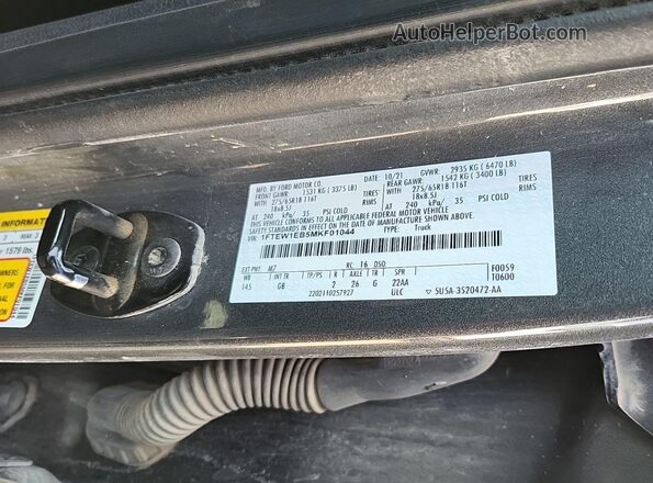 1FTEW1EB5MKF01044 2021 FORD F150  Вид салону спереду