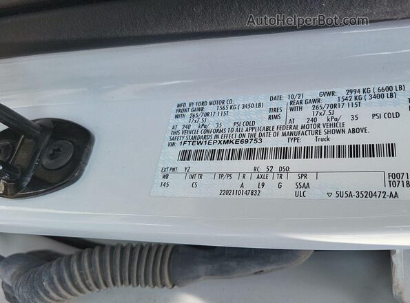 1FTEW1EPXMKE69753 2021 FORD F150  Вид задніх сидінь