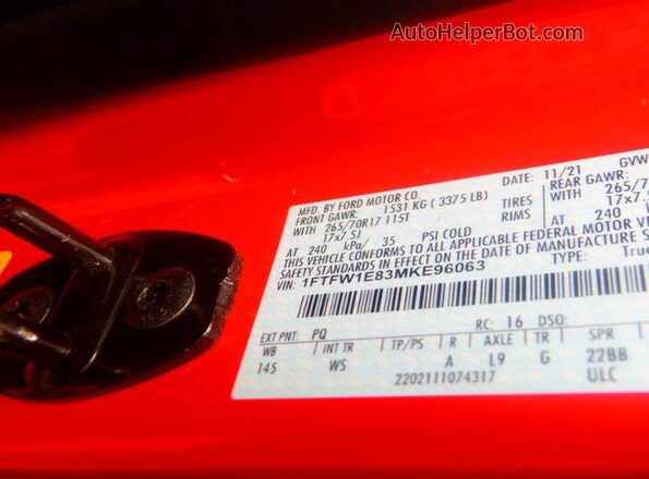 1FTFW1E83MKE96063 2021 FORD F150  