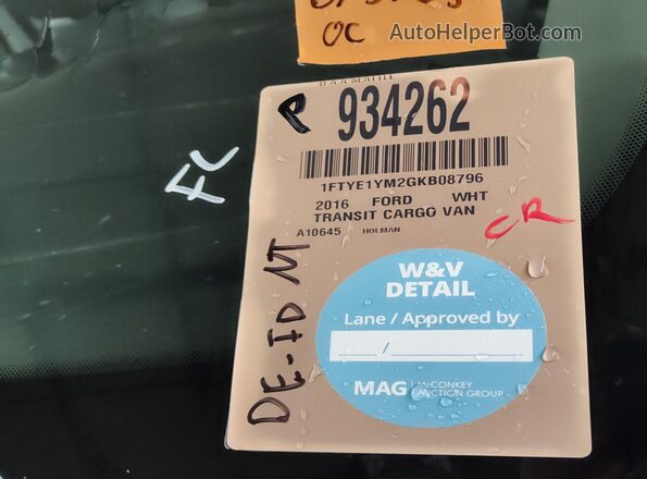 1FTYE1YM2GKB08796 2016 FORD TRANSIT-150  Widok wnętrza z tyłu