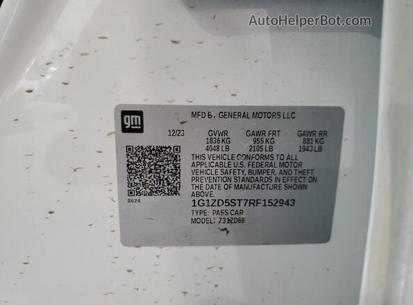 1G1ZD5ST7RF152943 2024 CHEVROLET MALIBU White Вид наклейки з VIN-кодом
