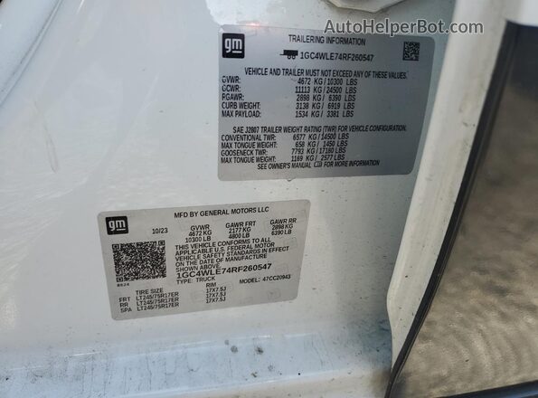 1GC4WLE74RF260547 2024 CHEVROLET ALL MODELS White Widok wnętrza 360 stopni