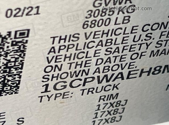 1GCPWAEH8MZ248600 2021 CHEVROLET SILVERADO  Սալոնի հետևի տեսք
